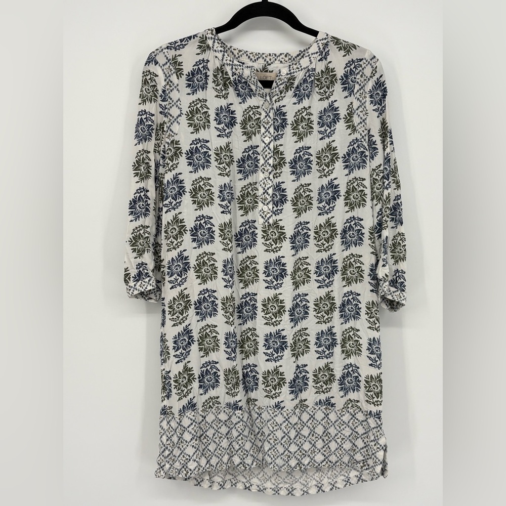 LOFT Tunic Top - Navy & Olive Floral Women’s Small